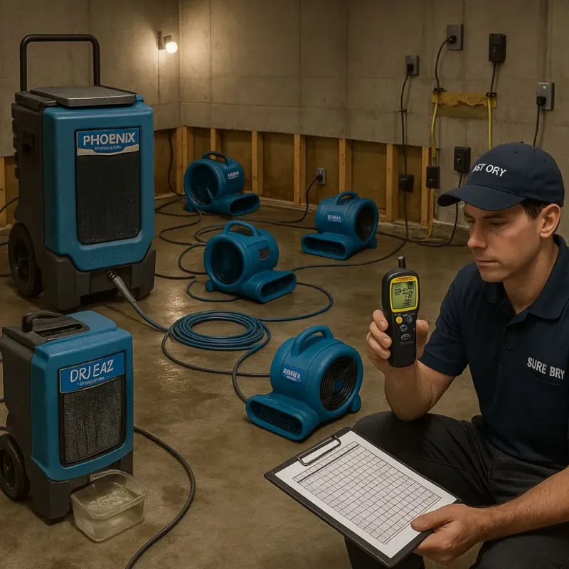 Structural Drying and Dehumidification process in Stark County, ND